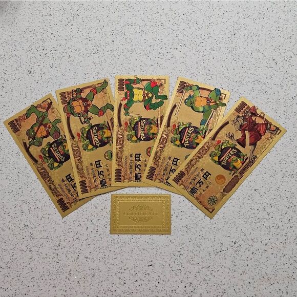 Teenage Mutant Ninja Turtles, Set of 5 Gold Foils with Certificate of Auth. - Picture 1 of 5